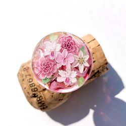 《フラワーブーケ》　指輪　リング　ガラス　とんぼ玉　花　カーネーション　母の日 2枚目の画像