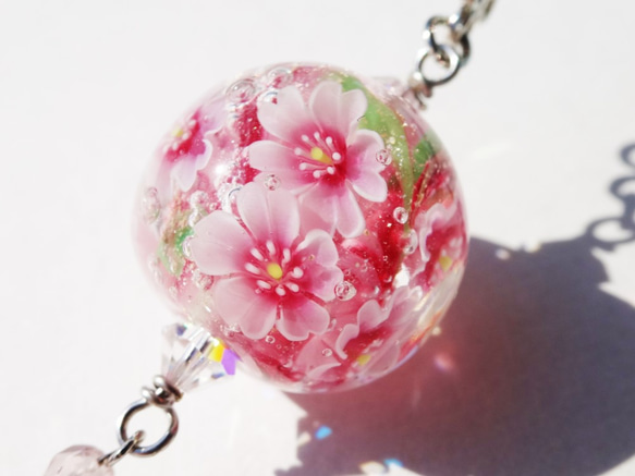 桂知子　とんぼ玉　桜 桜》 かんざし ガラス とんぼ玉 春 かんざし ガラスとんぼ玉作家 桂
