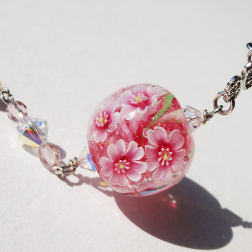 桜》 かんざし ガラス とんぼ玉 春 かんざし ガラスとんぼ玉作家 桂