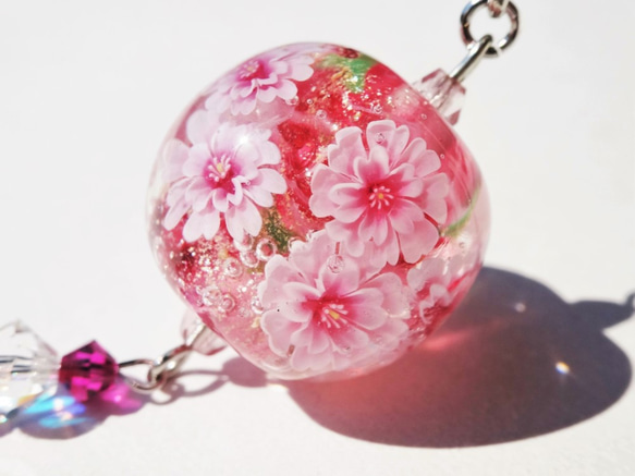 《八重桜》　かんざし　ガラス　とんぼ玉　　桜 1枚目の画像