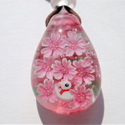“櫻花和貓”吊墜玻璃蜻蜓球櫻桃春天貓 第2張的照片