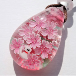“櫻花和貓”吊墜玻璃蜻蜓球櫻桃春天貓 第3張的照片