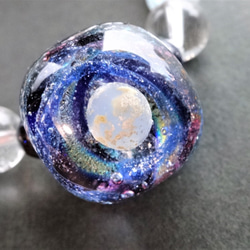 　《ブルームーン》　ブレスレット　とんぼ玉　宇宙ガラス　銀河　星　天然石　 3枚目の画像