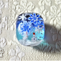 “雪休閒”扣玻璃Tonbon球雪晶水晶敷料兔雪人 第3張的照片