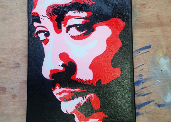 2PAC コンクリートに咲いたバラ】 キャンバス オン ステンシルアート 