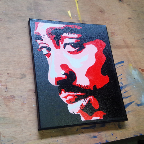 2PAC コンクリートに咲いたバラ】 キャンバス オン ステンシルアート 