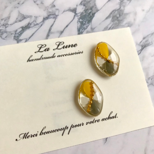 小ぶり♡普段使いに♡お仕事に♡大人カラフルなフラワーゴールドしずく