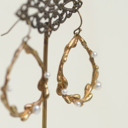 Shizuku Wreath / earrings - Pearl 7枚目の画像