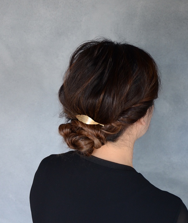 ポニーフック｜葉モチーフ 真鍮 アンティーク調 ヘアフック｜Fallen leaves