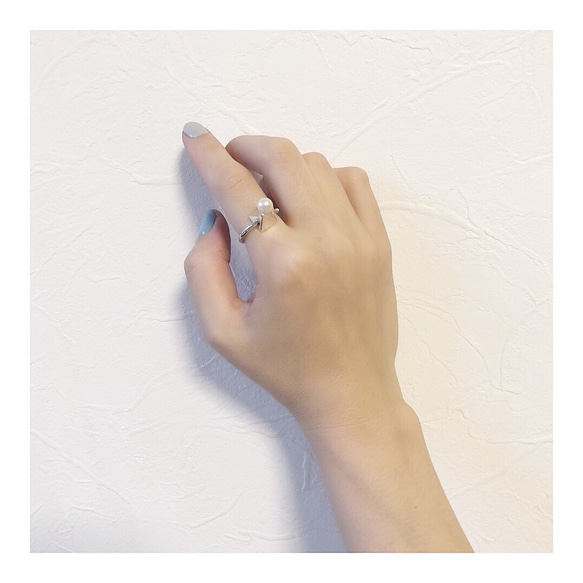 ■solid pearl ring -triangle / gold-■ ソリッドパールリング トライアングル ゴールド 5枚目の画像