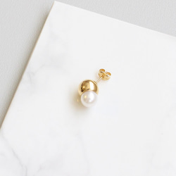 ■solid pearl pierce -round / gold-■ ソリッドパールピアス ラウンド ゴールド 1枚目の画像