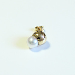 ■solid pearl pierce -round / gold-■ ソリッドパールピアス ラウンド ゴールド 2枚目の画像