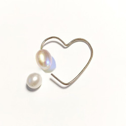 ■heart shape pearl pierce -pink-■ ハートシェイプパールピアス ピンク 3枚目の画像