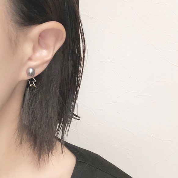 ■heart shape pearl pierce -pink-■ ハートシェイプパールピアス ピンク 5枚目の画像