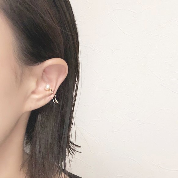 ■heart shape pearl pierce -pink-■ ハートシェイプパールピアス ピンク 6枚目の画像