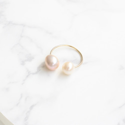SALE ■double pearl hoop -pink-■ ダブルパールフープ ピンク 2枚目の画像