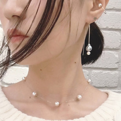 SALE ■double pearl hoop -gray-■ ダブルパールフープ グレー 9枚目の画像