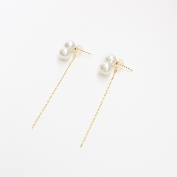 ■twins akoya pearl pierce -white-■ ツインズアコヤパールピアス ホワイト 2枚目の画像