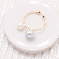 ■baroque double pearl earcuff■ バロックダブルパールイヤーカフ 3枚目の画像