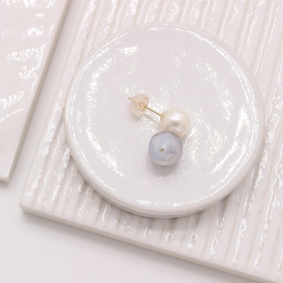 ■twins akoya pearl pierce L■ ツインズアコヤパールピアス L 2枚目の画像