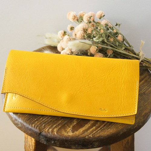 wave.スリム長財布＊yellow＊オイルダコタ革/薄型/薄型長財布/本革