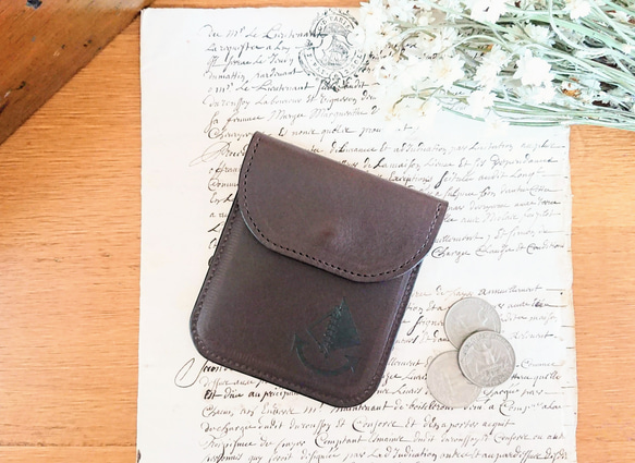 voile.スリムな card & coin case /カードケース/ コインケース/ダークチョコ/送料無料 4枚目の画像