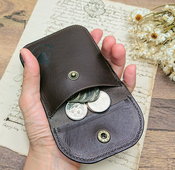 voile.スリムな card & coin case /カードケース/ コインケース/ダークチョコ/送料無料 5枚目の画像