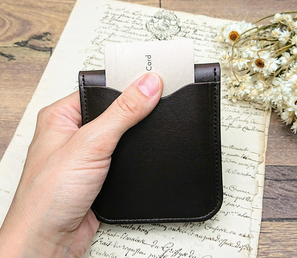 voile.スリムな card & coin case /カードケース/ コインケース/ダークチョコ/送料無料 6枚目の画像