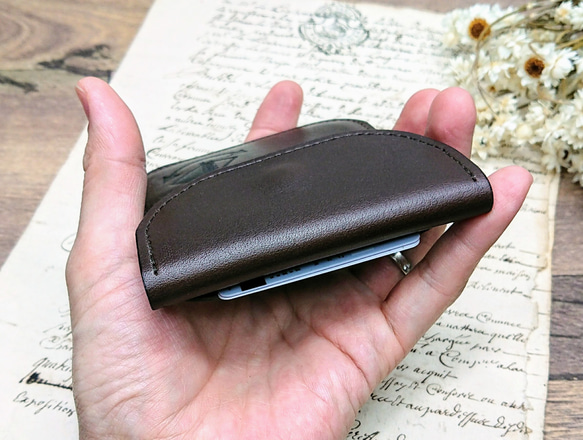voile.スリムな card & coin case /カードケース/ コインケース/ダークチョコ/送料無料 7枚目の画像