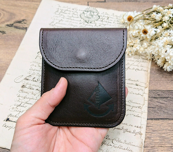 voile.スリムな card & coin case /カードケース/ コインケース/ダークチョコ/送料無料 8枚目の画像