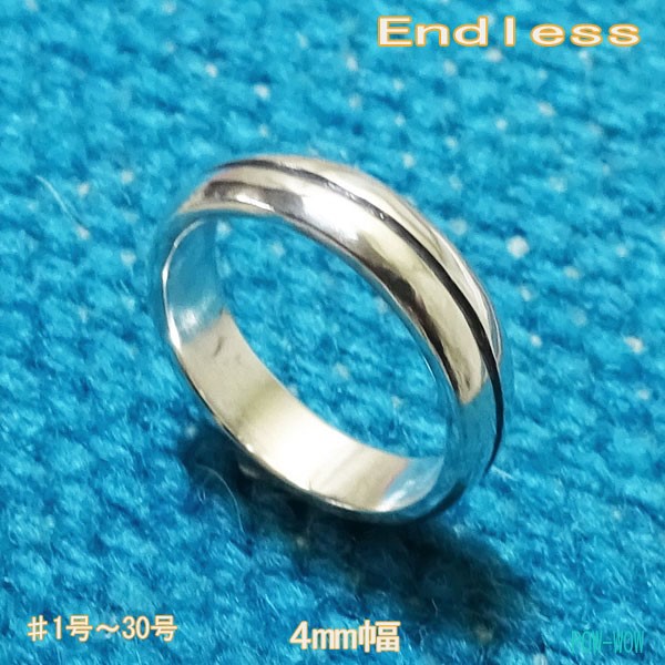 endless シルバーリング　細身　甲丸　4mm幅【受注製作】925【1号～30号まで】atpring061s