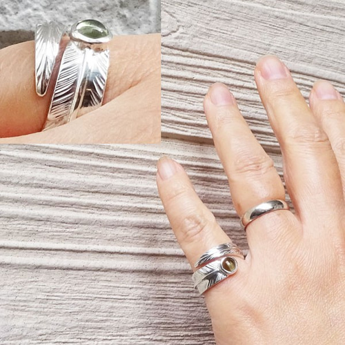 モルダバイト 指輪 SILVER 925 ハンドメイド モルダバイト シルバーリング 叩き シンプル【受注製作