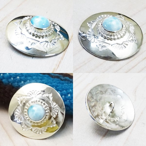 変わり二眼天珠 チョコラリマー ラリマー シルバーコンチョ 太陽 サンレイ【受注製作】925