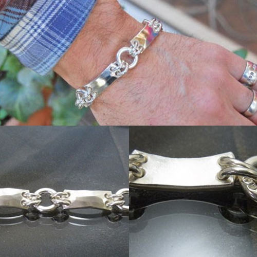 叩きプレート連結 ブレスレット【受注製作】シルバー 925【手首