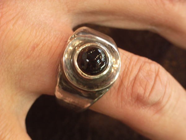 オニキス 　溶銀 ブラックリング【受注製作】シルバー　925　メンズ【15号～30号まで】　atpringox