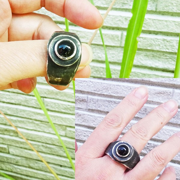 オニキス 　溶銀 ブラックリング【受注製作】シルバー　925　メンズ【15号～30号まで】　atpringox