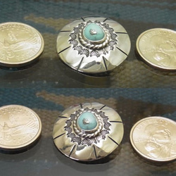 ターコイズ　コンチョ【受注製作】メキシコ産出　トルコ石　925　いぶし銀　atpcon55tq 3枚目の画像