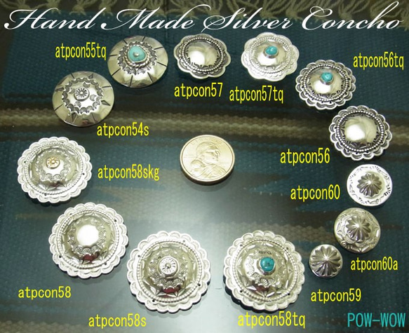 ターコイズ　コンチョ【受注製作】メキシコ産出　トルコ石　925　いぶし銀　atpcon55tq 7枚目の画像