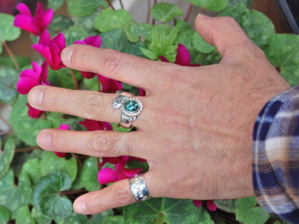 ウェブターコイズ　交差リング【受注製作】シルバー　925 【10号～30号まで】　atpring07tq