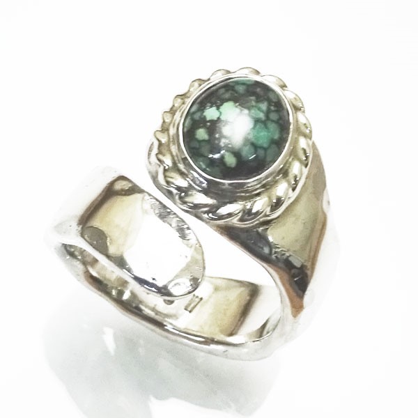 ウェブターコイズ　交差リング【受注製作】シルバー　925 【10号～30号まで】　atpring07tq