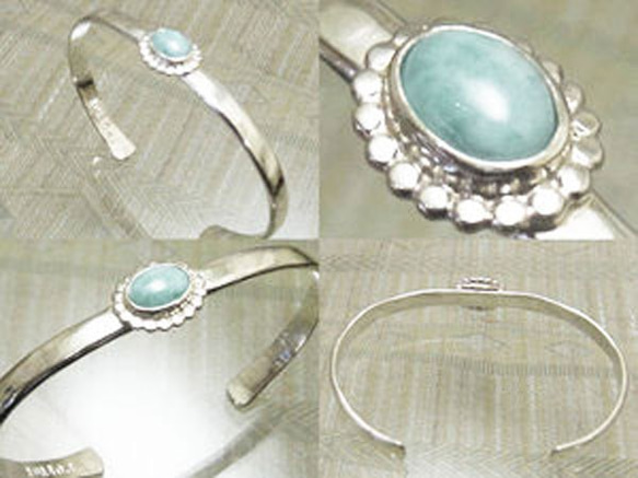 ラリマー　Larimar【受注製作】シルバー バングル【長さ　約13.5～16cmまで】　  atpbns48lar 9枚目の画像