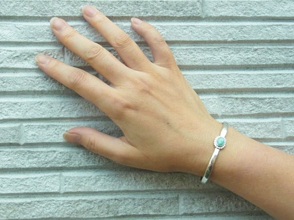 ラリマー　Larimar【受注製作】シルバー バングル【長さ　約13.5～16cmまで】　  atpbns48lar 4枚目の画像