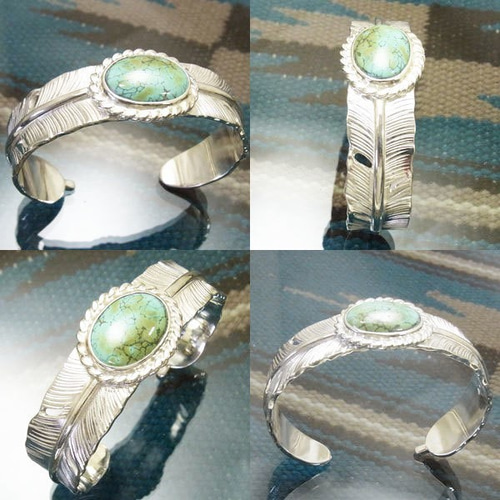 ◆感謝価格◆sterling◆V刻印◆ターコイズフェザーシルバーバングル◆ ◇感謝価格◇sterling◇V刻印◇ターコイズフェザーシルバー
