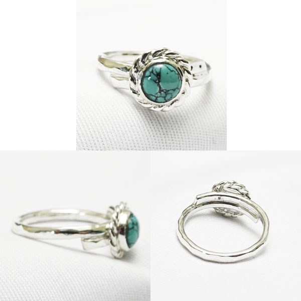 ターコイズ リング【受注製作】叩き　トルコ石　シルバー　925【3号から30号まで】atpring128nexttq