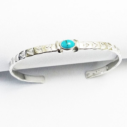 ターコイズ バングル【受注製作】シルバー 925【長さ 約13.5～16cm