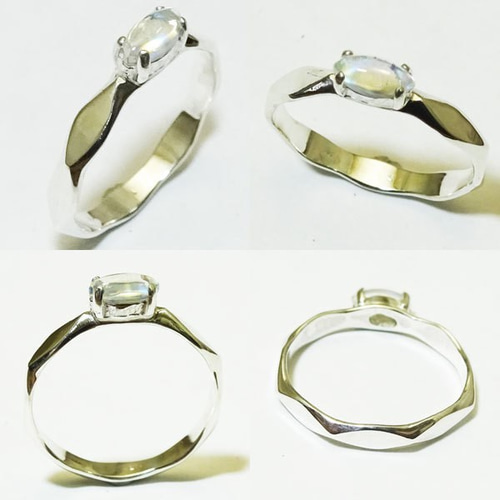 八角形 リング 細【受注製作】アンデシン ラブラドライト