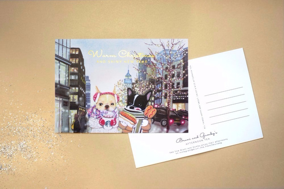 [ニューヨーク・ニューヨーク]フレンチブルドッグ クリスマス カード（5枚入） 3枚目の画像