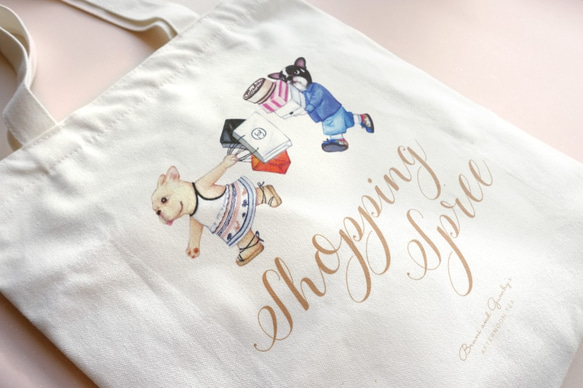 French Bulldog Tote フレンチブルドッグ トートバッグ ｜帆布バッグ 2枚目の画像