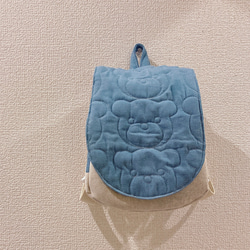 クマさんキルティングのベビーリュック 色や組み合わせ生地を選べます 2枚目の画像