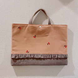 【単品購入】サクランボ刺繍が可愛いレッスンバッグまたはシューズバッグ 6枚目の画像